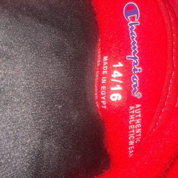 Champion Red Hoodie with Script Chest Logo - Picture 2 of 6